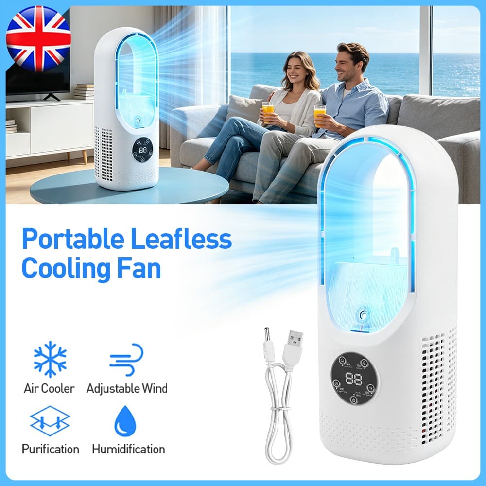 Portable Bladeless Air Cooler Fan 6 Speed Silent