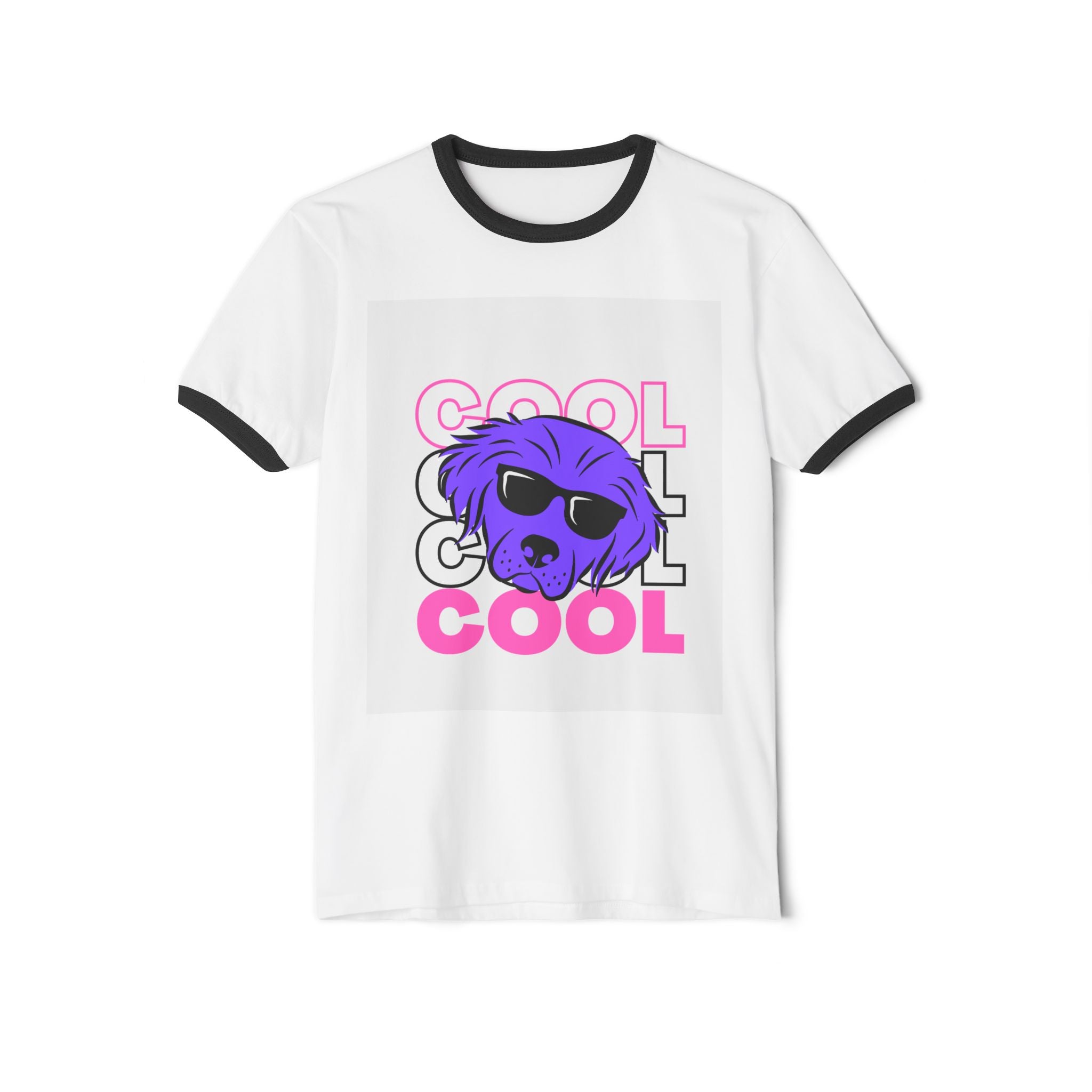 Cool Dog Ringer T‑Shirt — Retro 'COOL' Graphic Tee